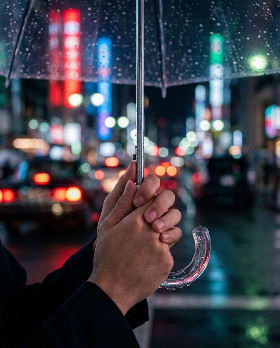neon umbrella hands photo