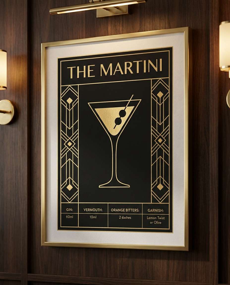 art deco martini print photo