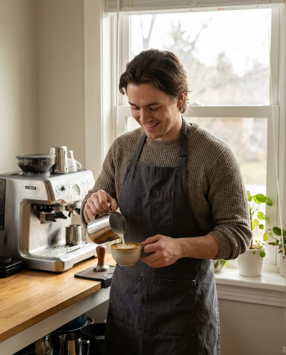 home barista pour photo