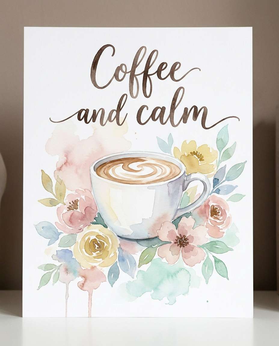 watercolor floral latte photo