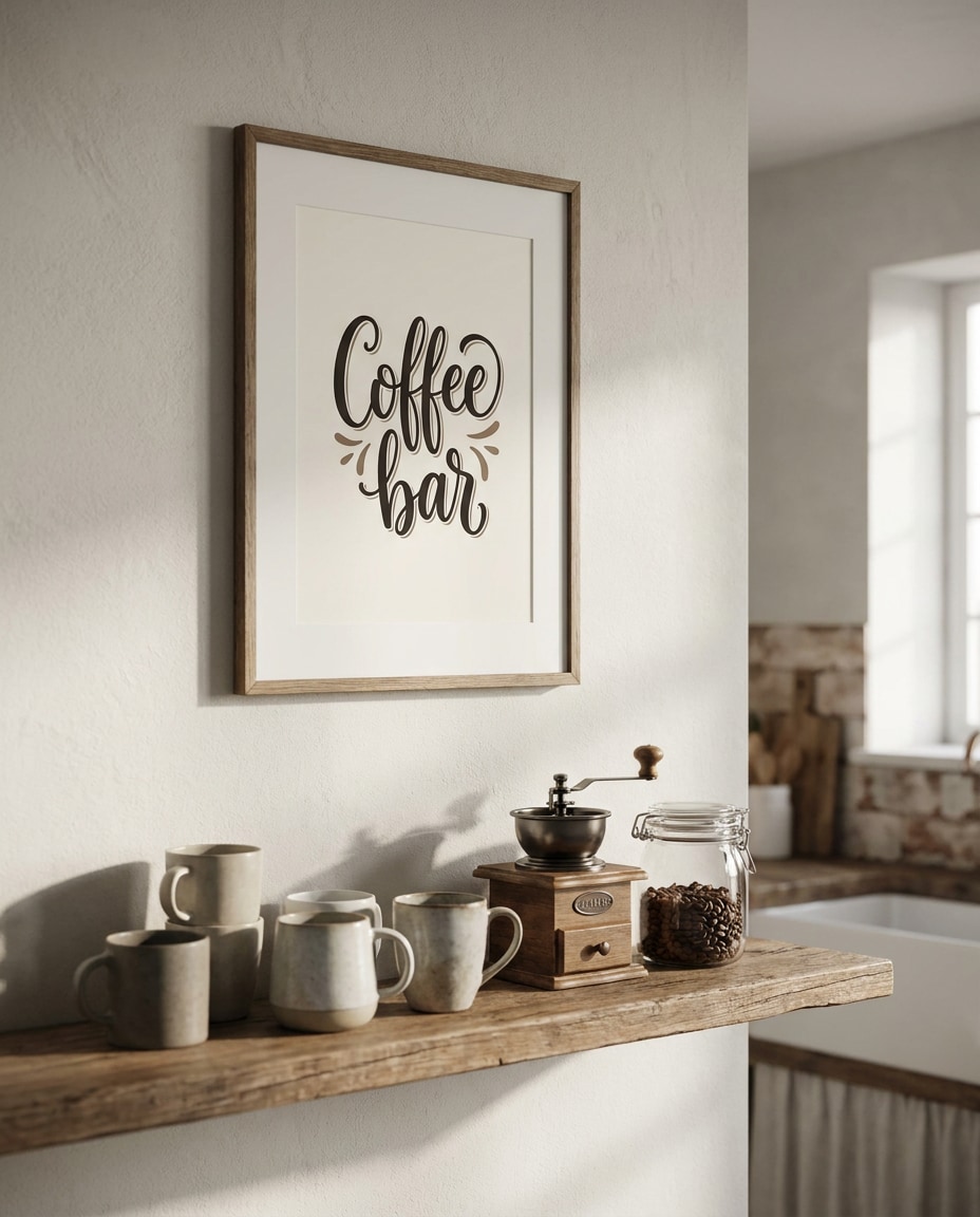 cozy kitchen wall mockup photo