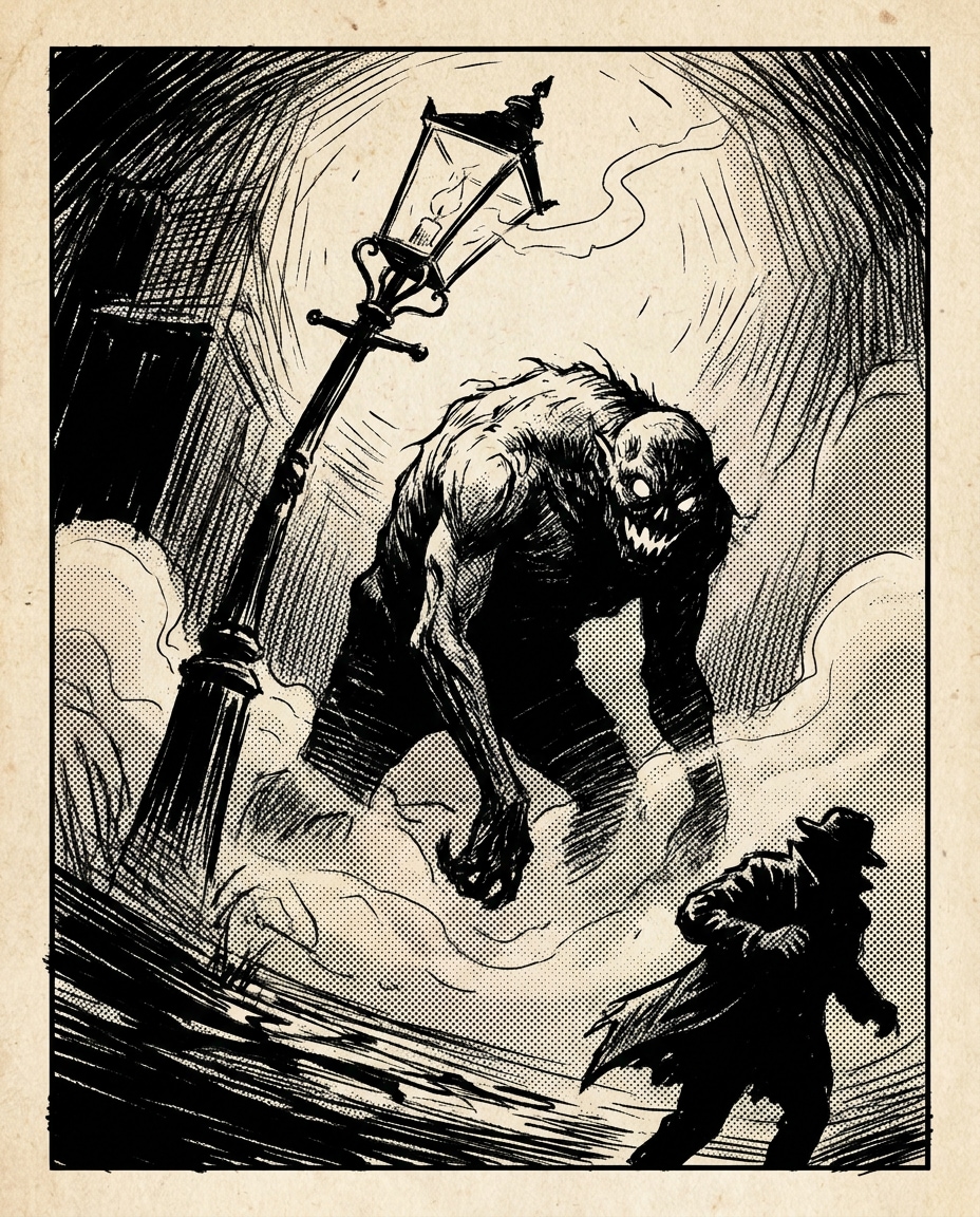 monster under streetlight photo