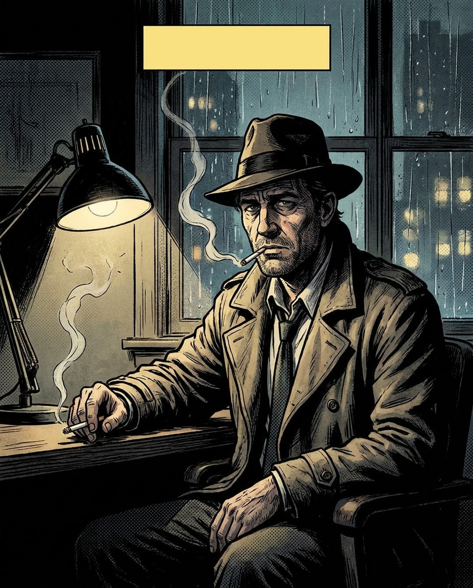 noir detective closeup photo