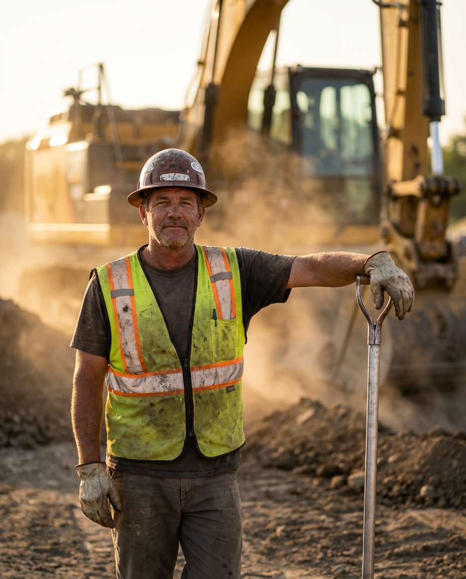 excavator backdrop portrait photo