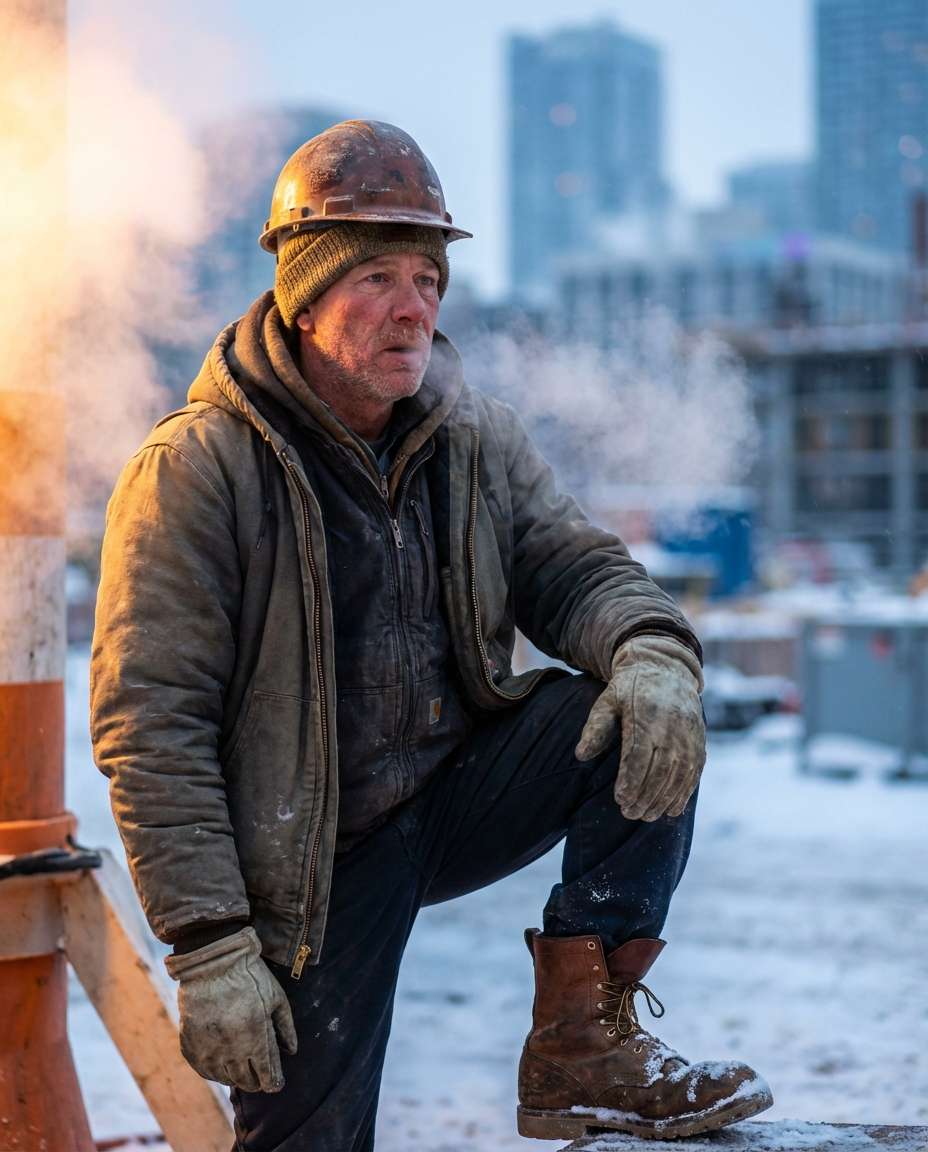 winter jobsite steam photo