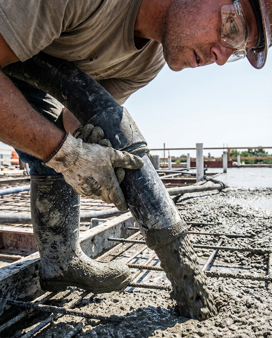 concrete pour closeup photo