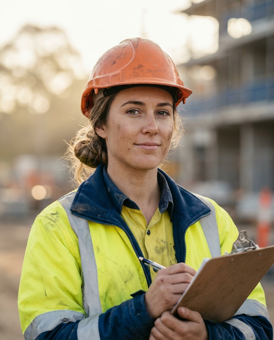 female builder portrait photo