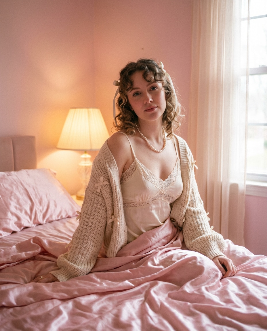 pink bedroom editorial photo