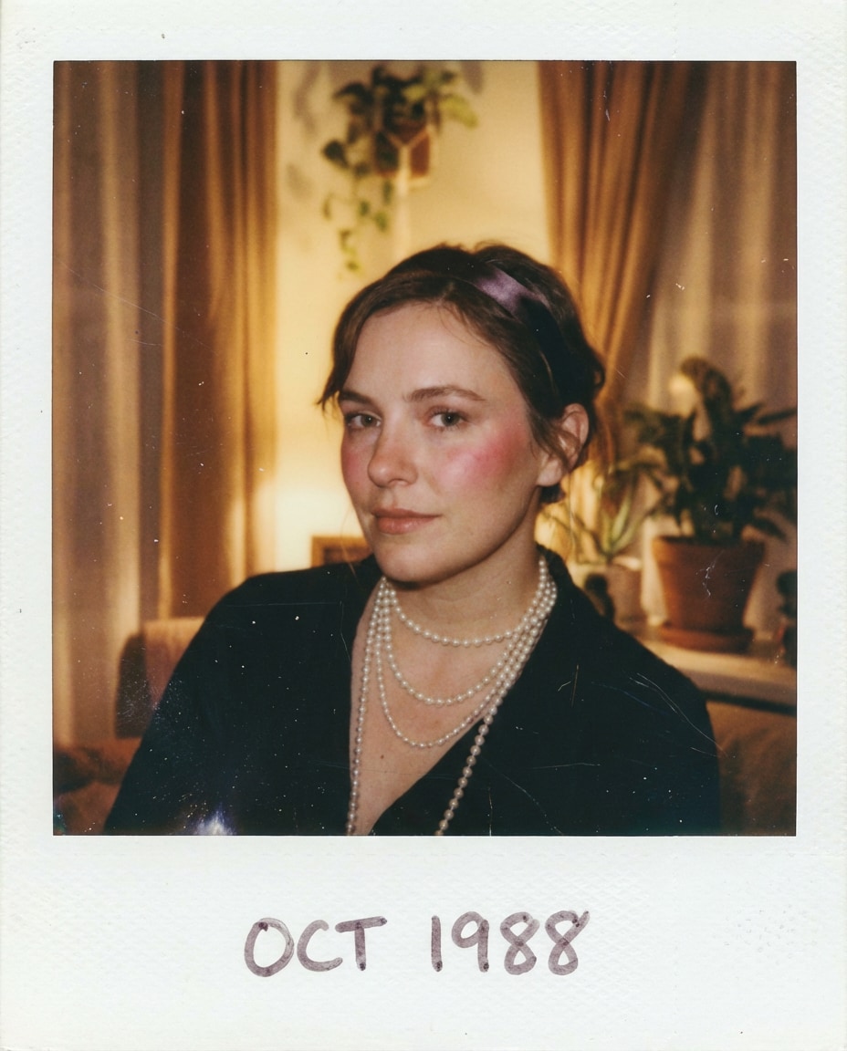 pearls and polaroid photo