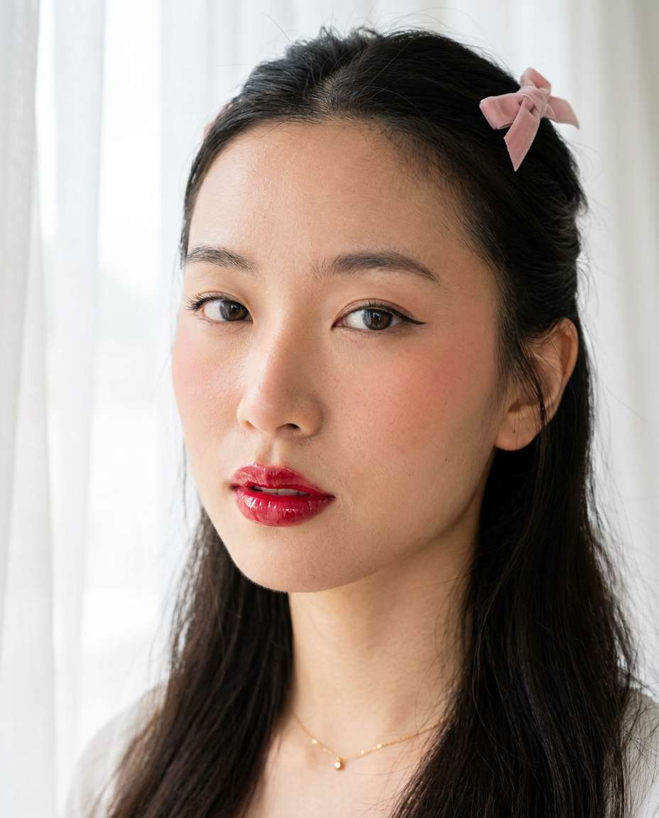 cherry lip closeup photo