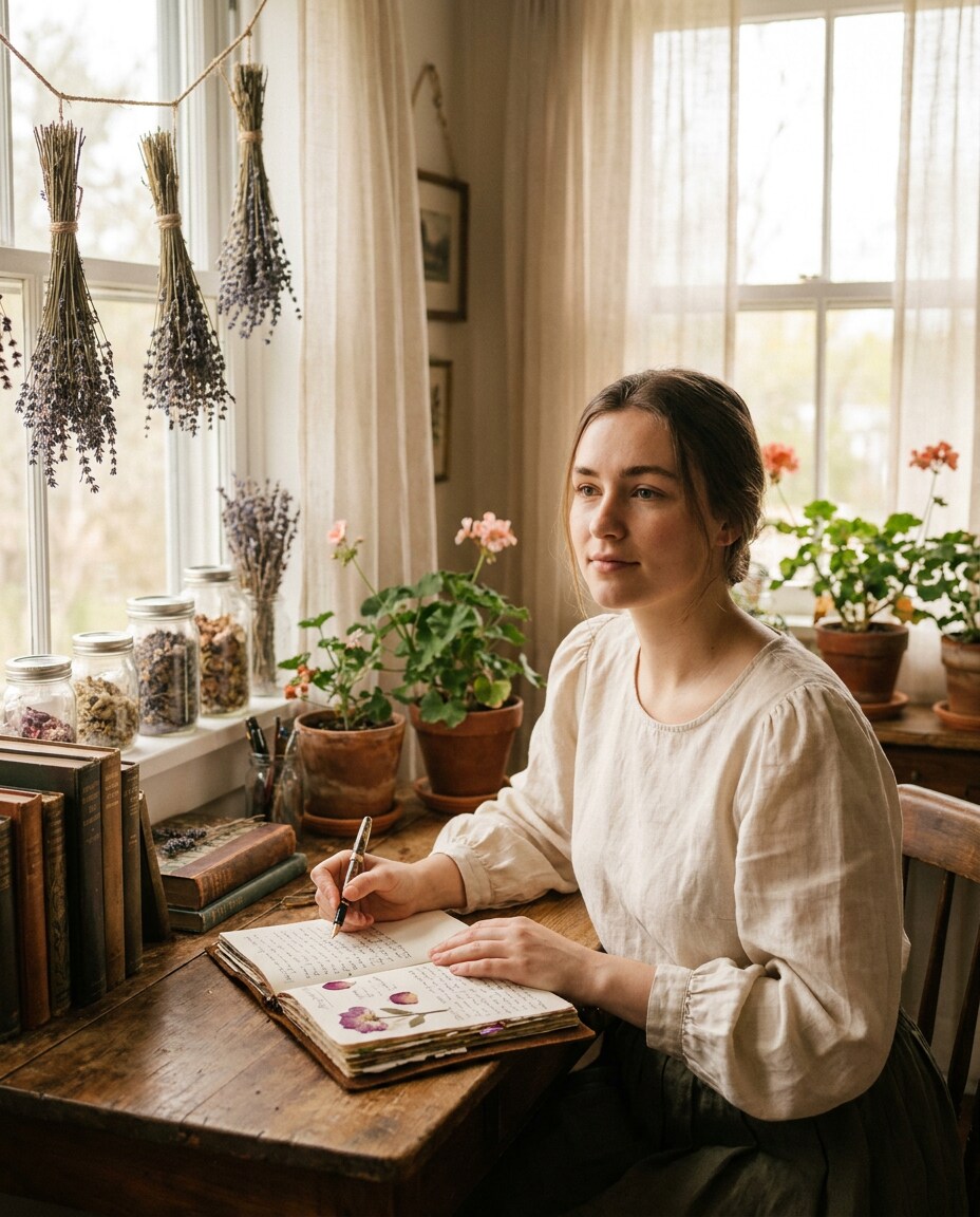 journaling by window photo