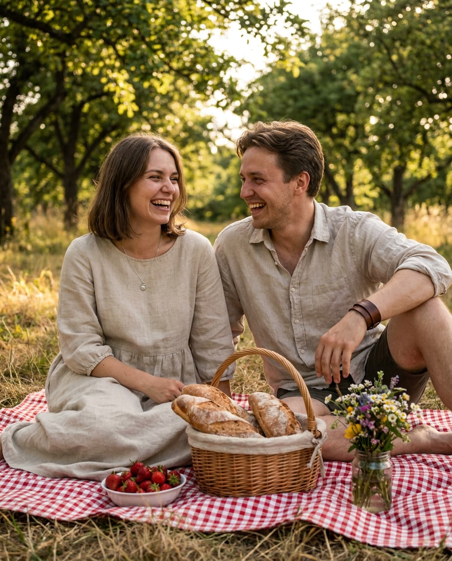 rustic picnic blanket photo