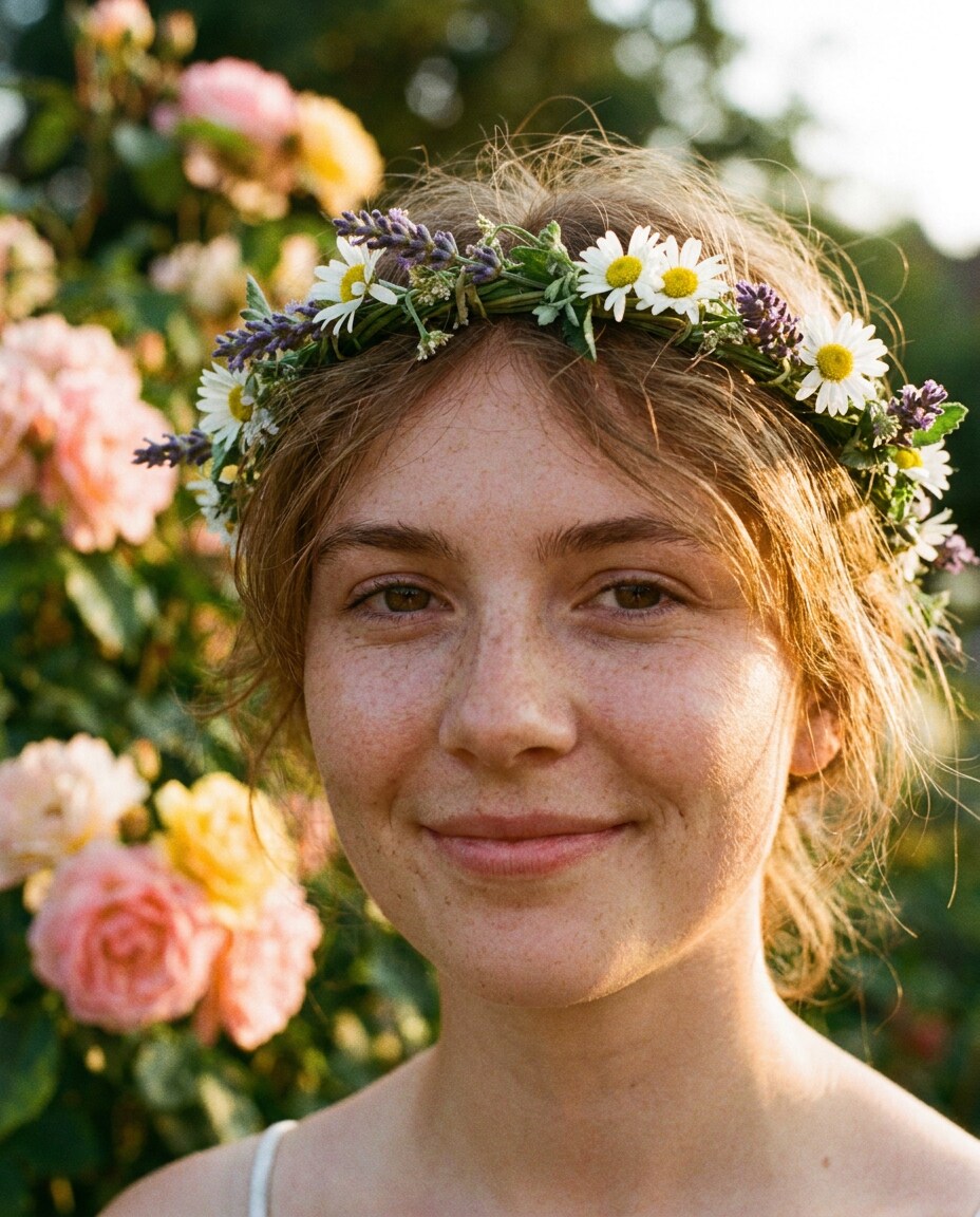 flower crown closeup photo