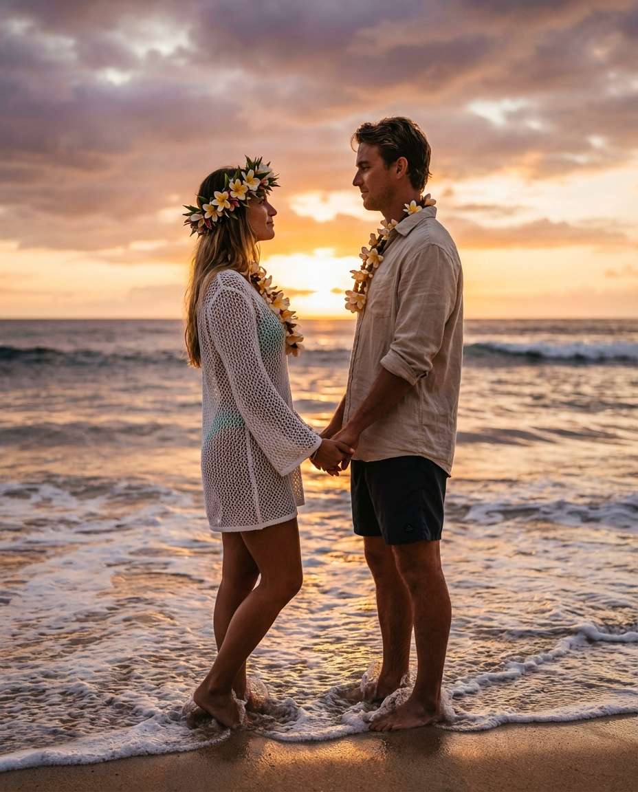 beach lei romance photo
