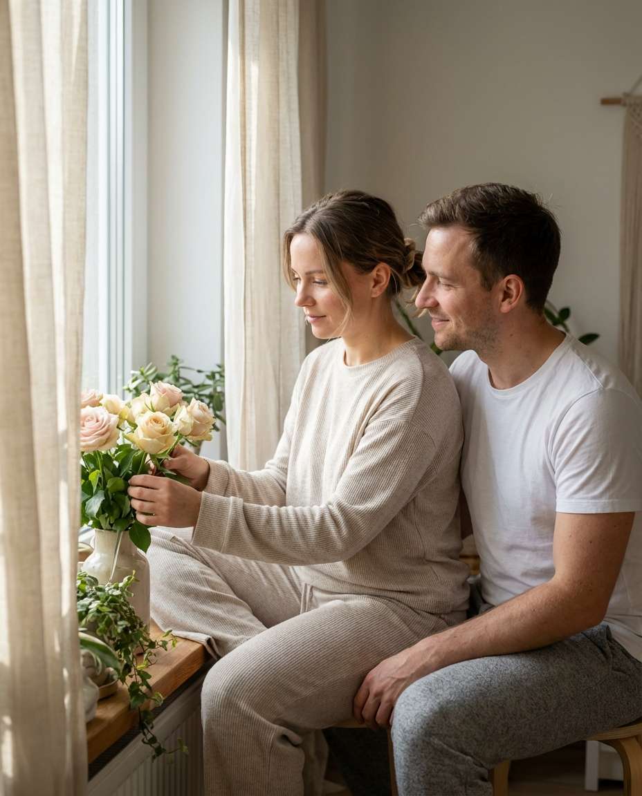 spring window sill roses photo