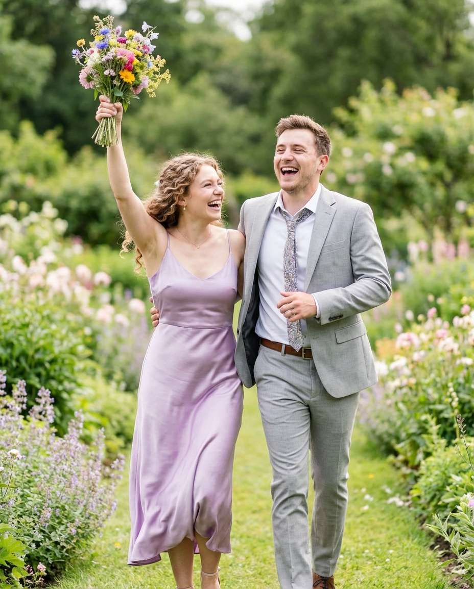 bridesmaidstyle floral run photo