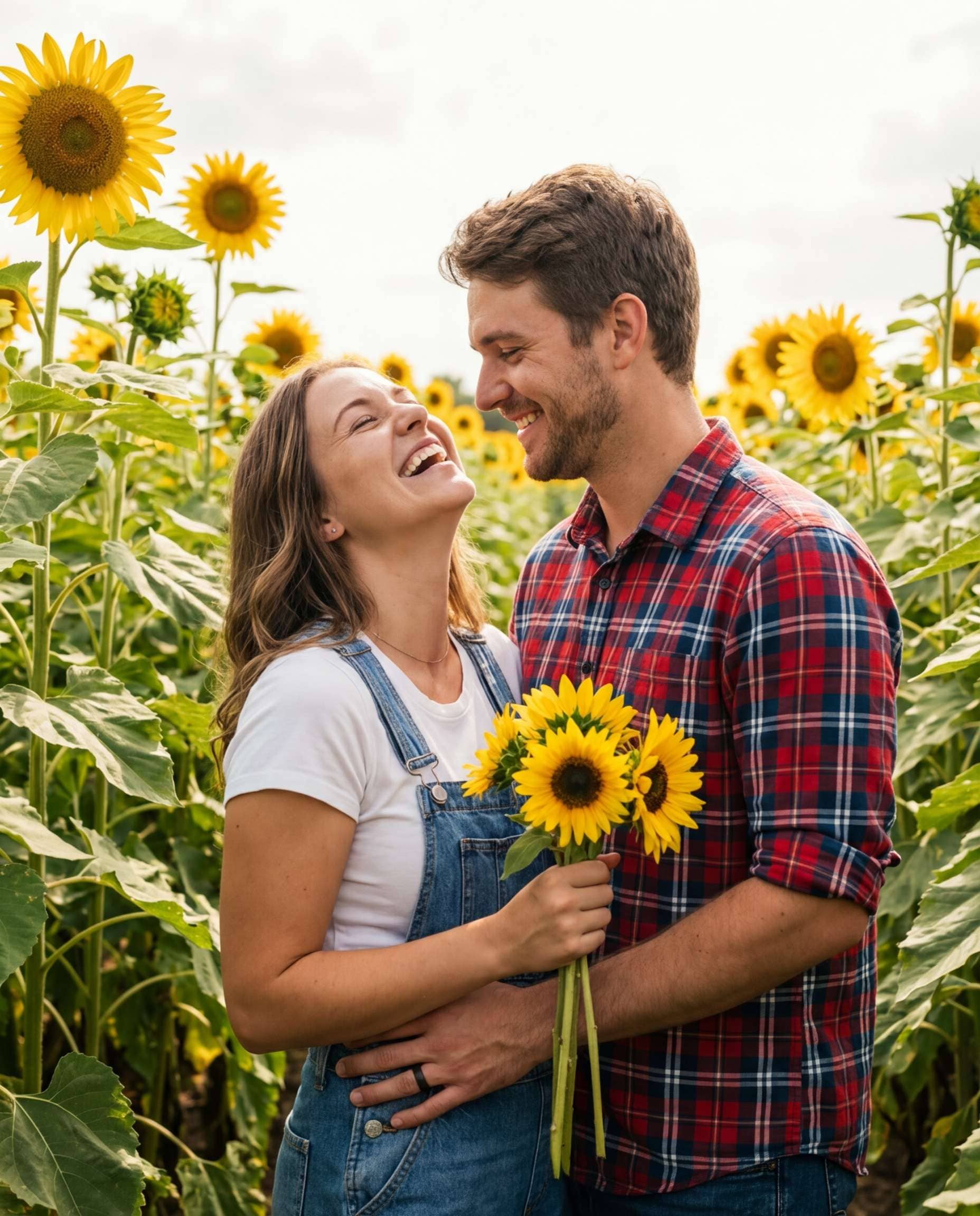 sunflower farm hug photo