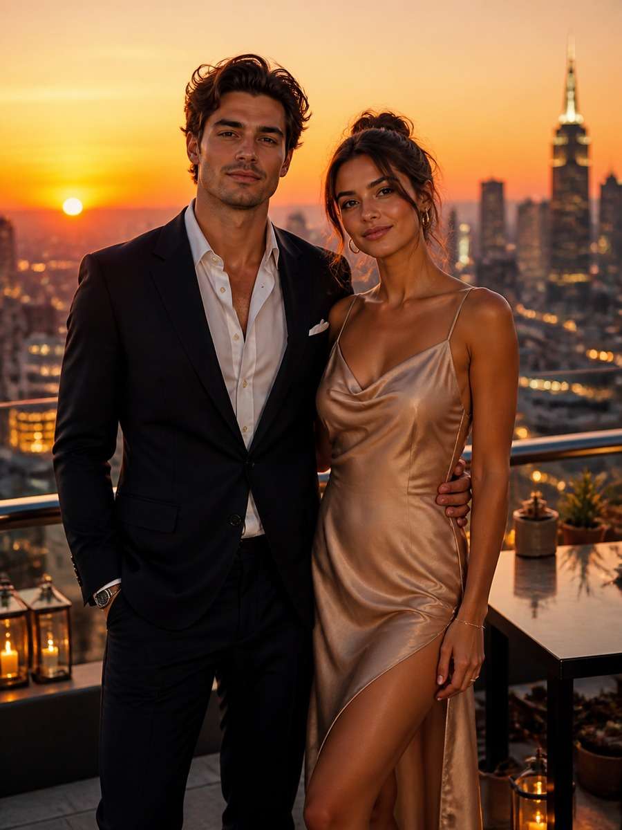 Rooftop City Sunset photo