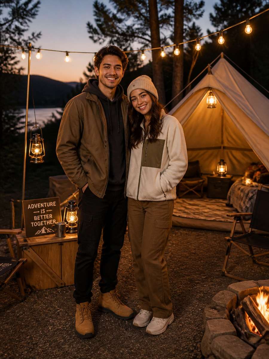 Camping Under String Lights photo