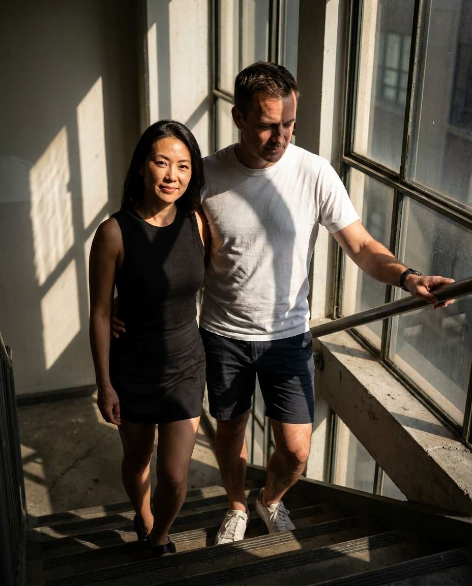 sunlit stairwell photo