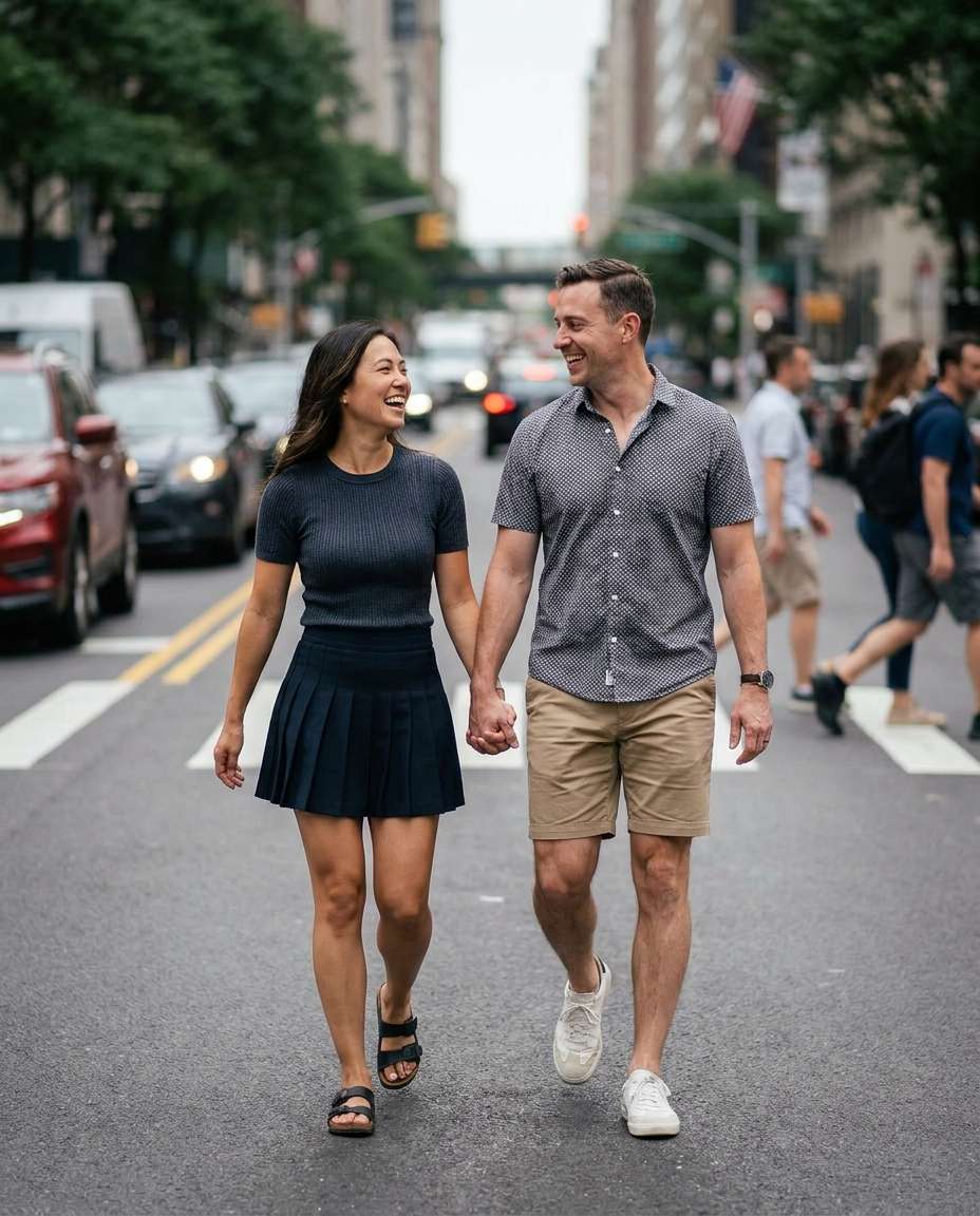downtown crosswalk candid photo