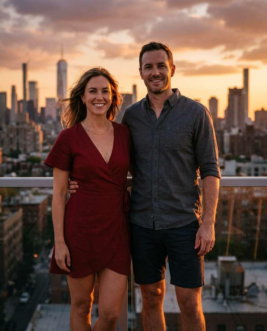 rooftop sunset pose photo