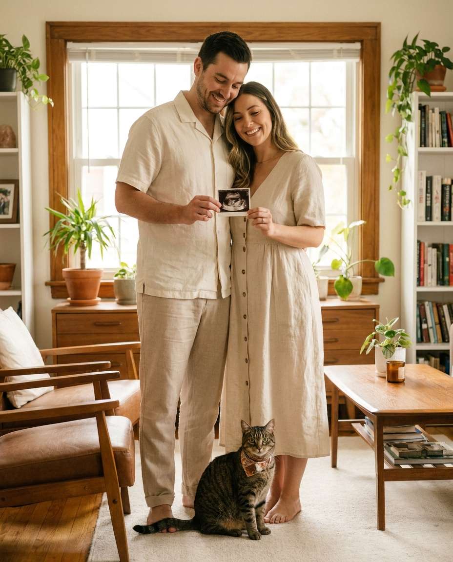pregnancy announcement trio photo