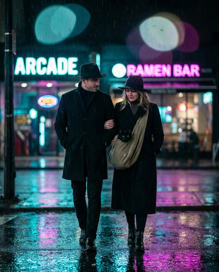 neon night stroll photo