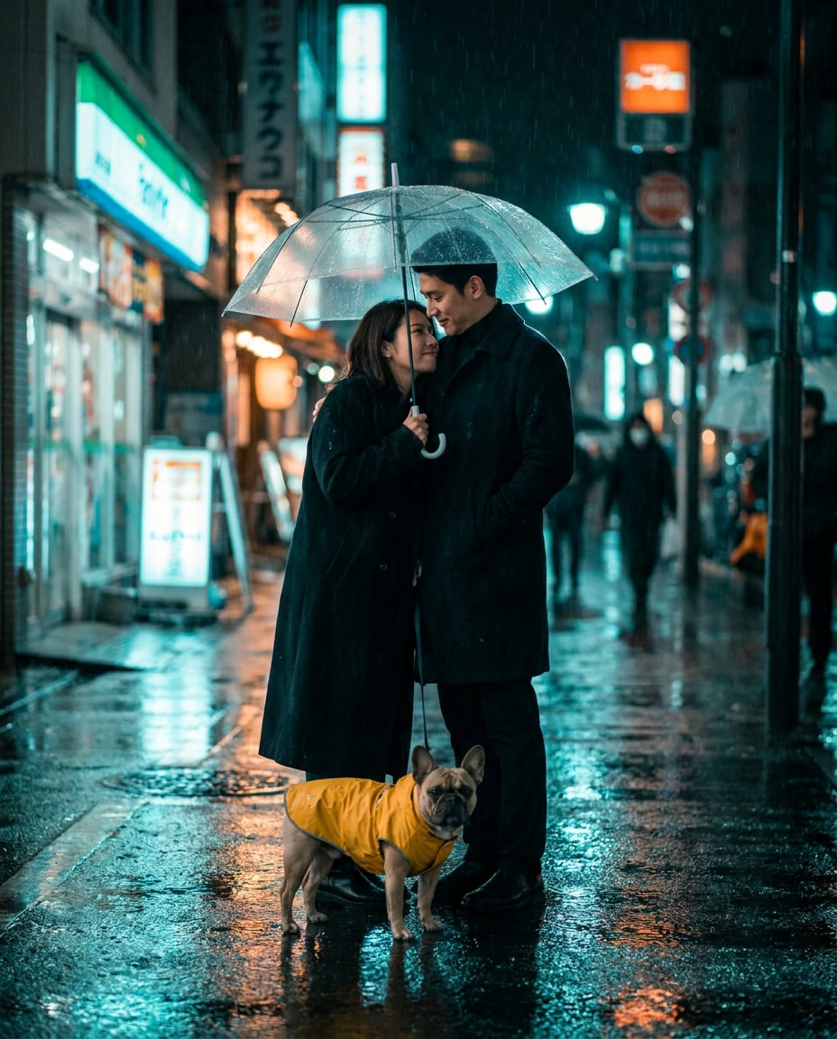 rainy city date photo