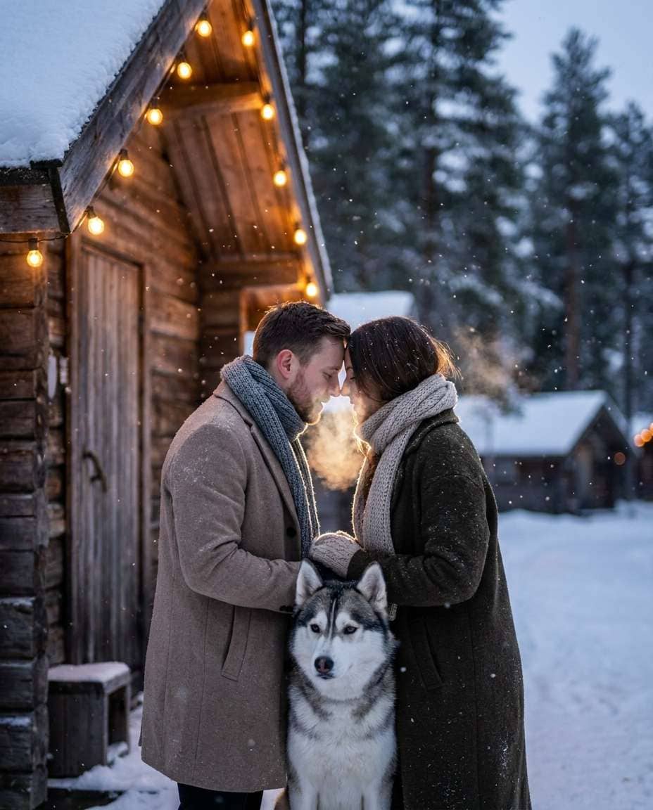 snowy cabin moment photo