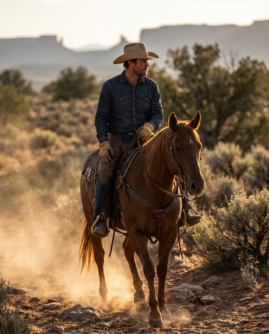 golden hour rider photo