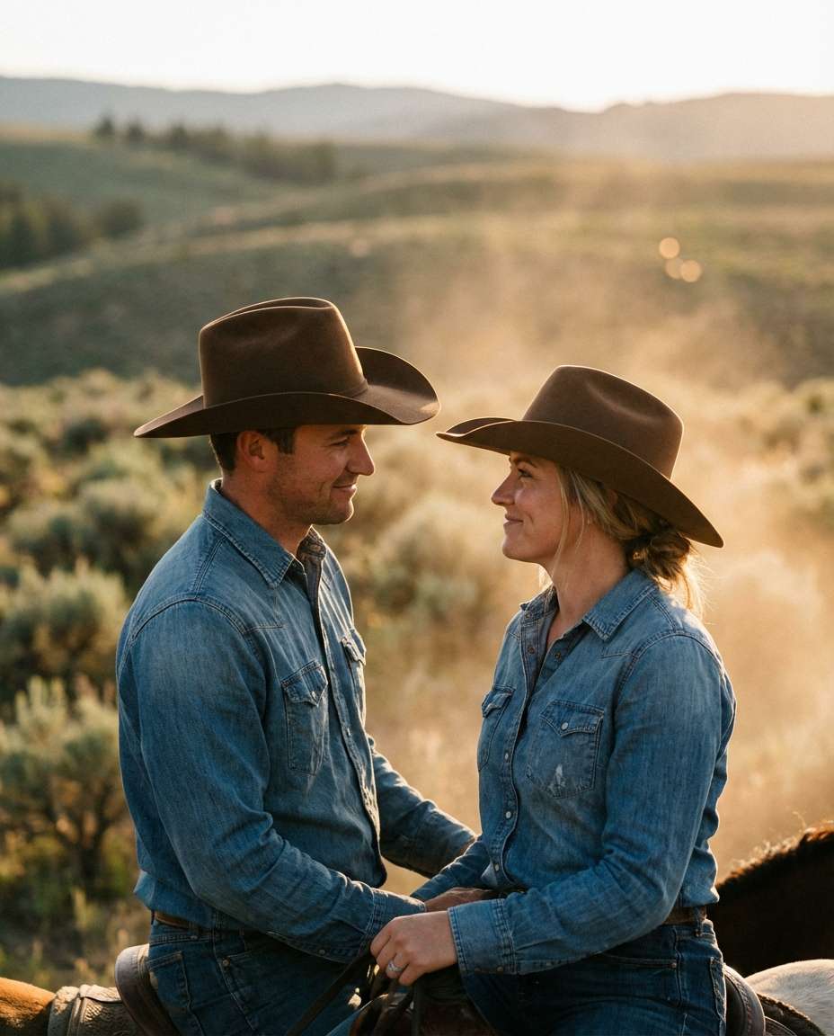 sunset couple ride photo