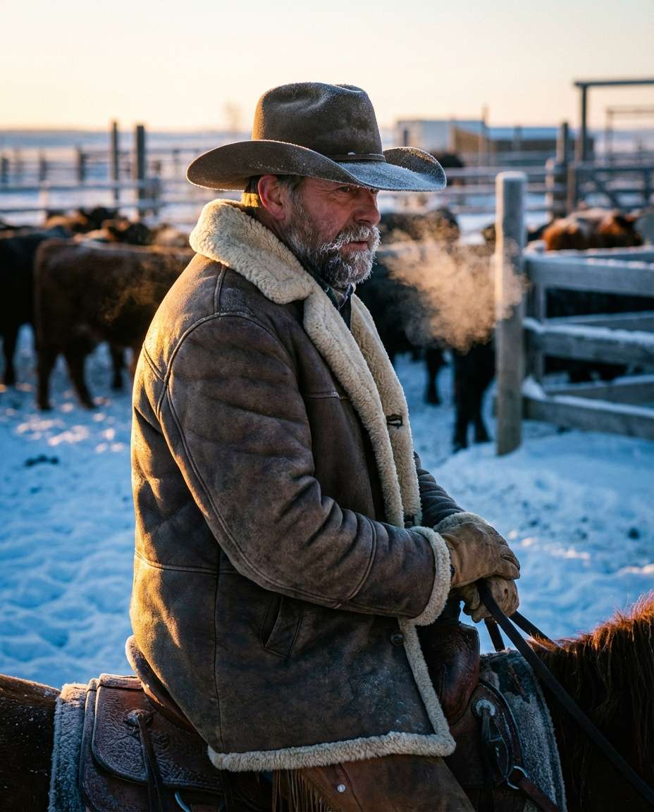 snowy ranch morning photo