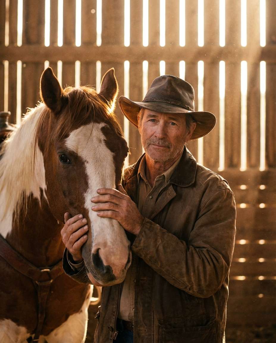 cinematic horse stable photo
