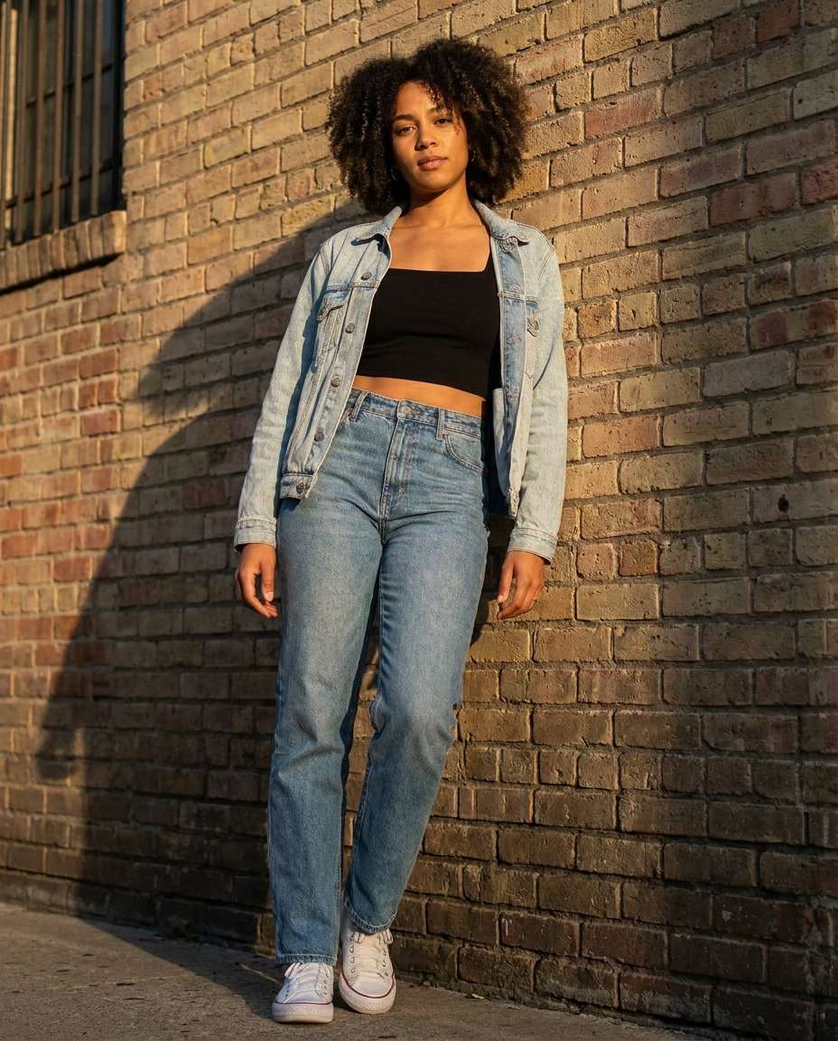 denim jacket contrast photo