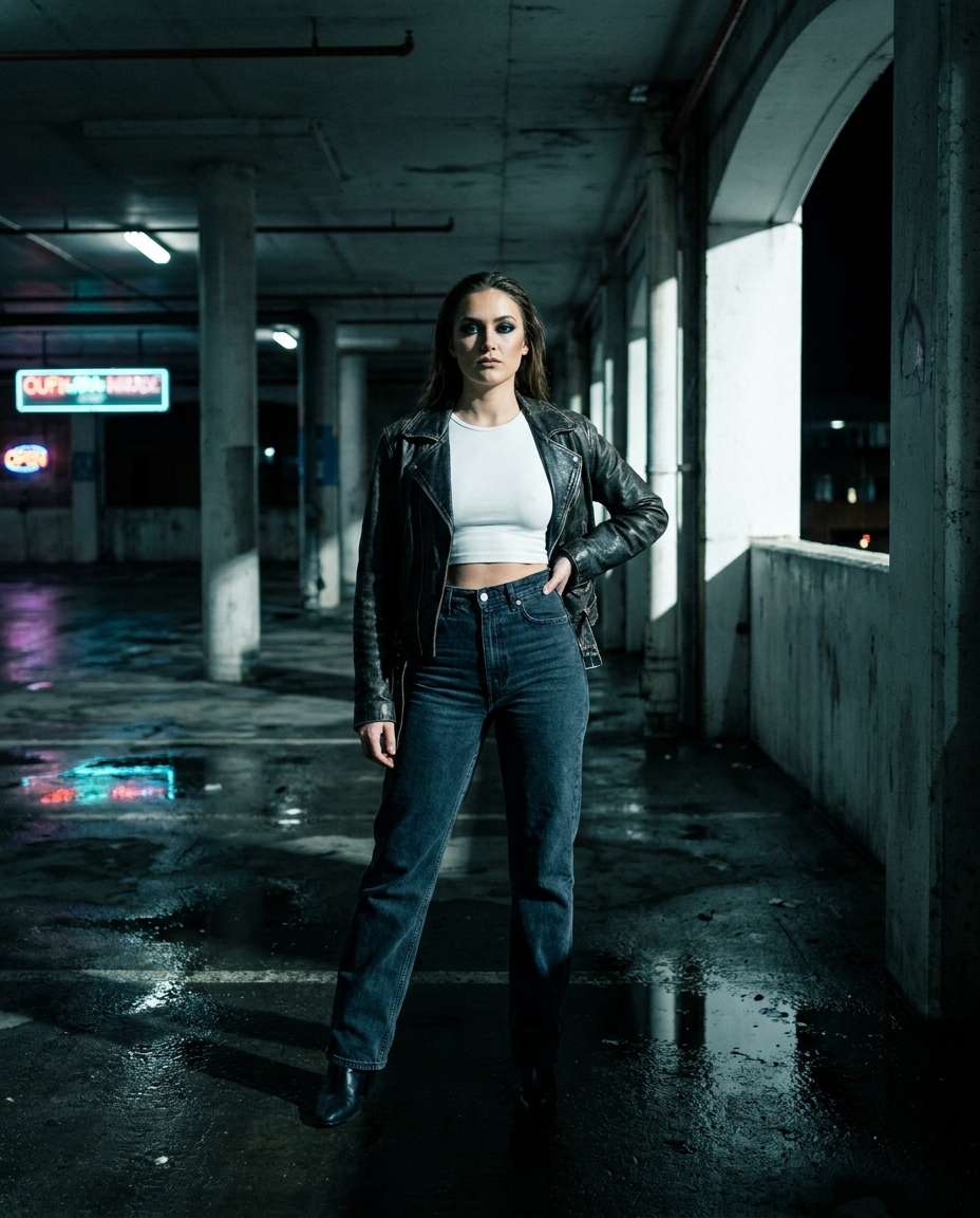 edgy leather jacket photo