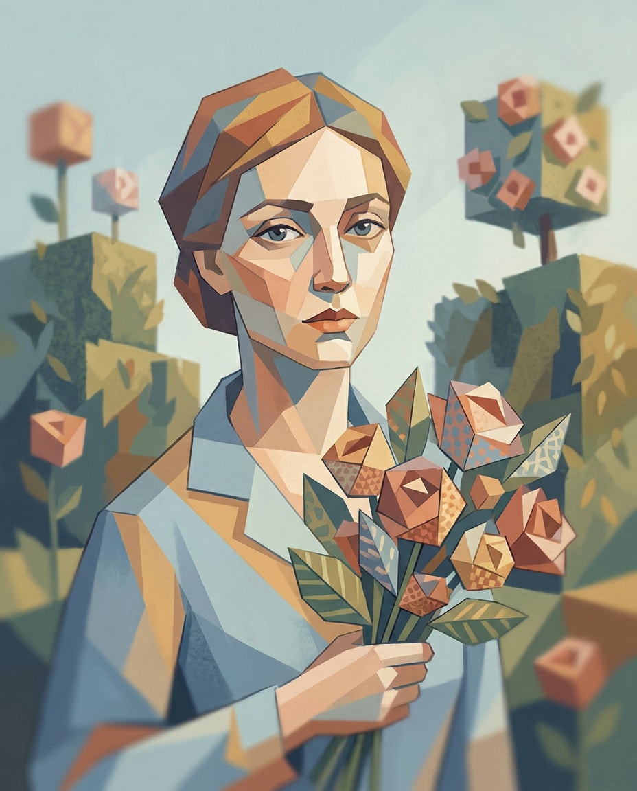 floral cubist portrait photo