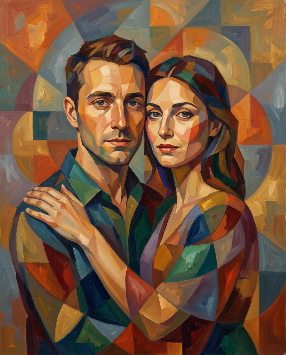 cubist couple portrait photo