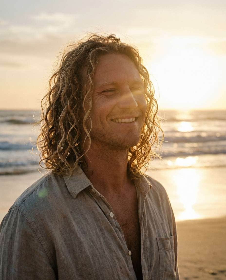 beach windy curls photo