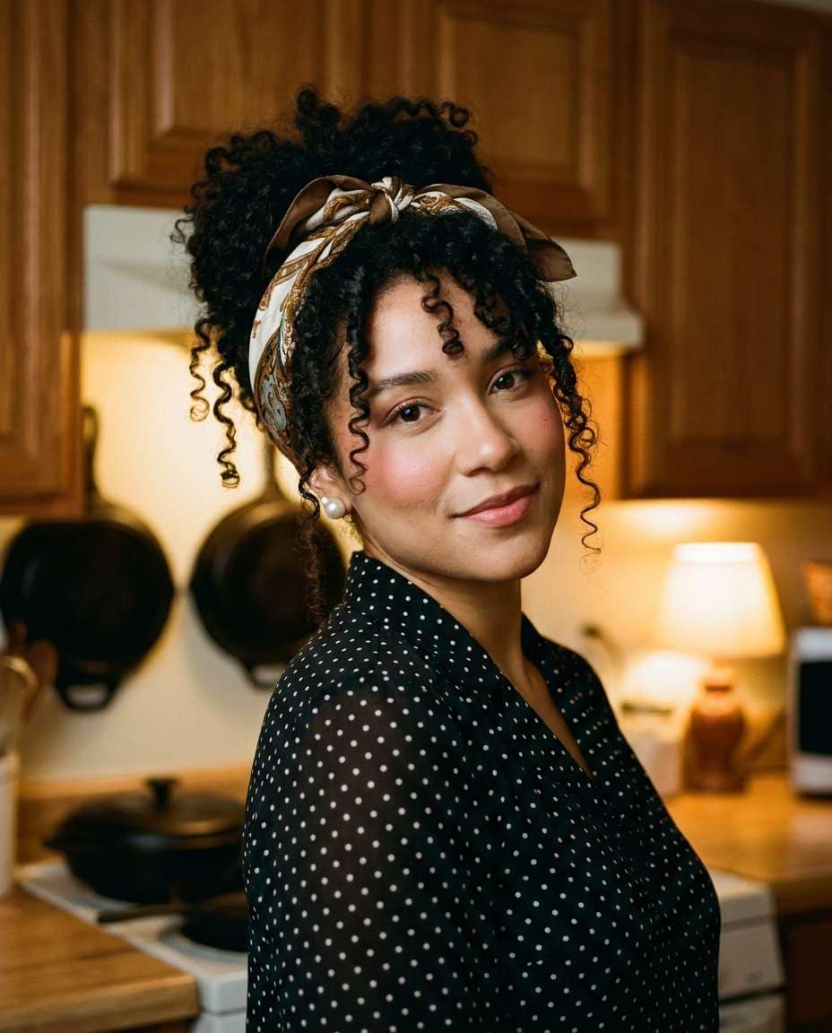 vintage silk scarf updo photo