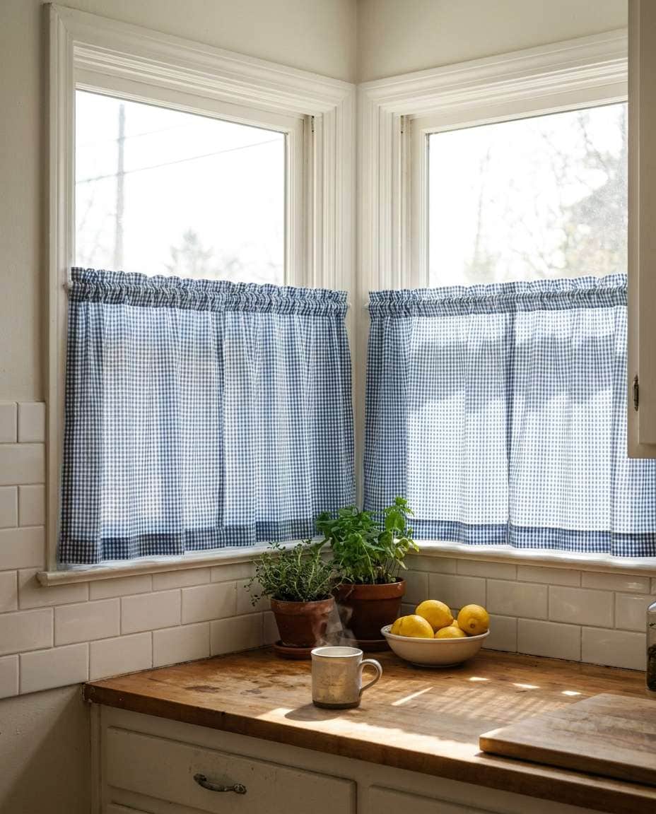patterned cafe curtains photo