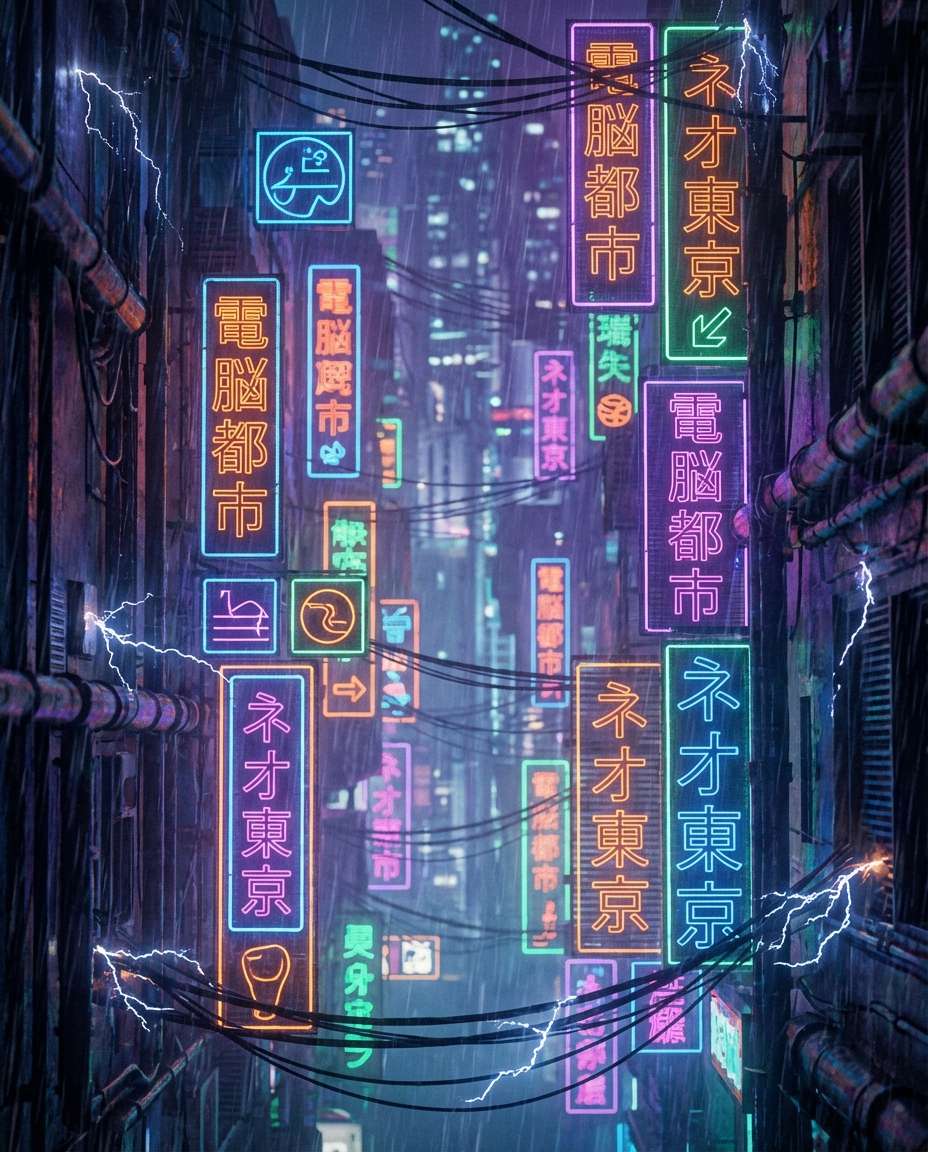 neon sign detail shot photo