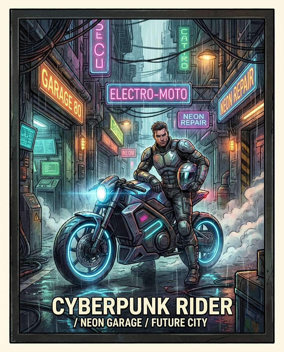 neon biker hero shot photo