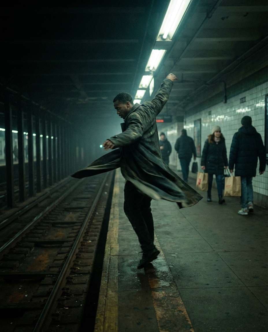 night train platform pose photo