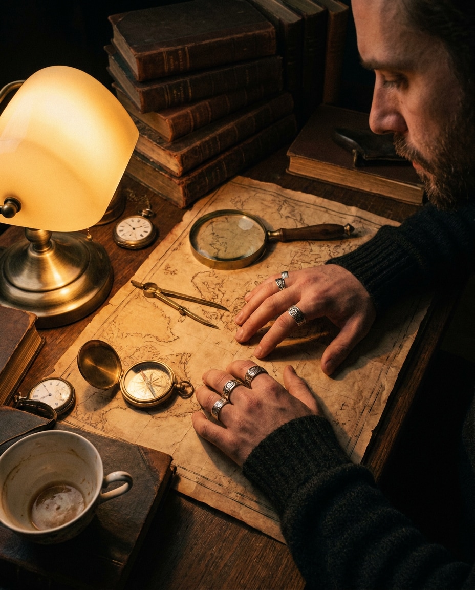 old map desk scene photo