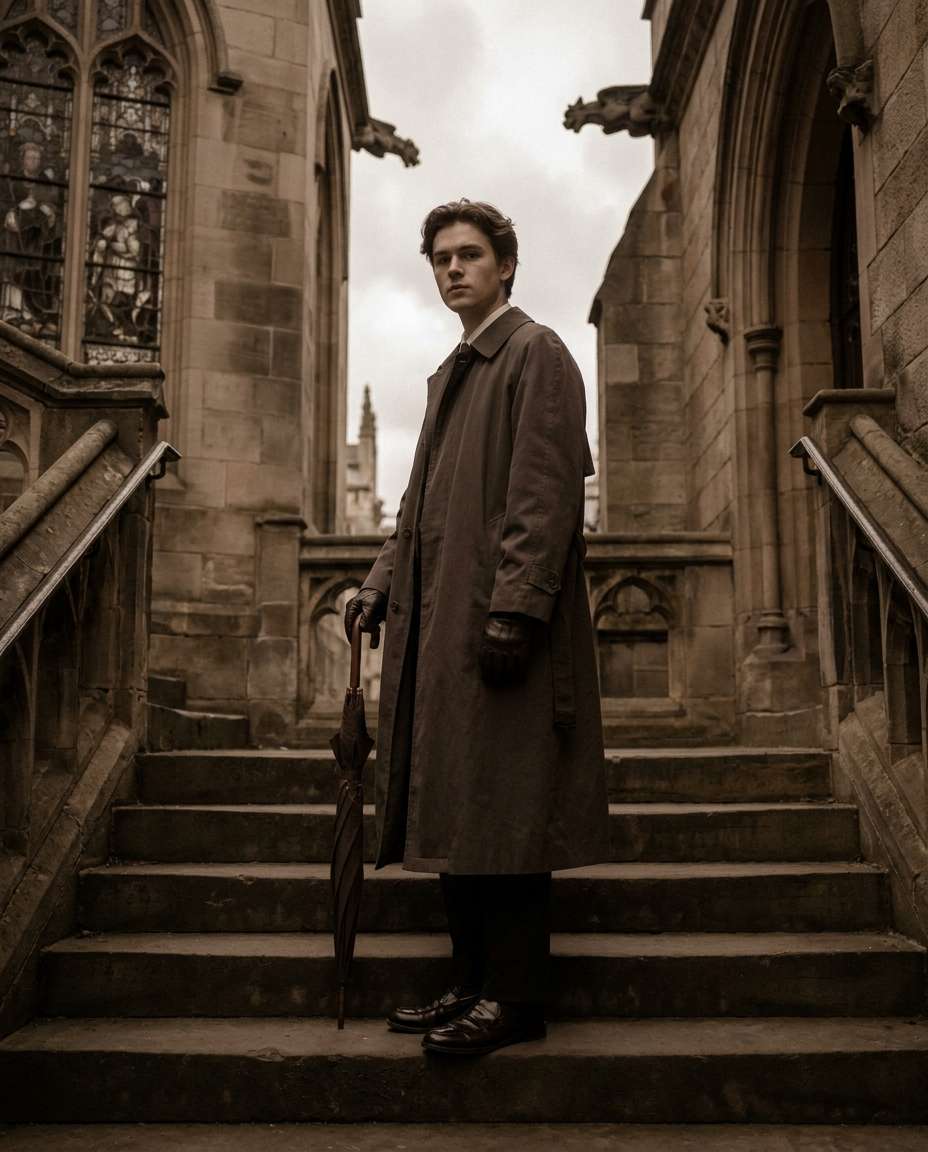 gothic staircase pose photo