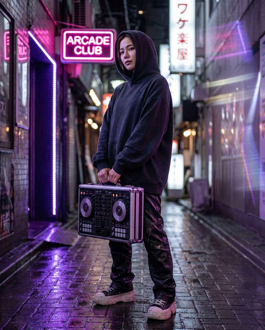 pink neon alley set photo