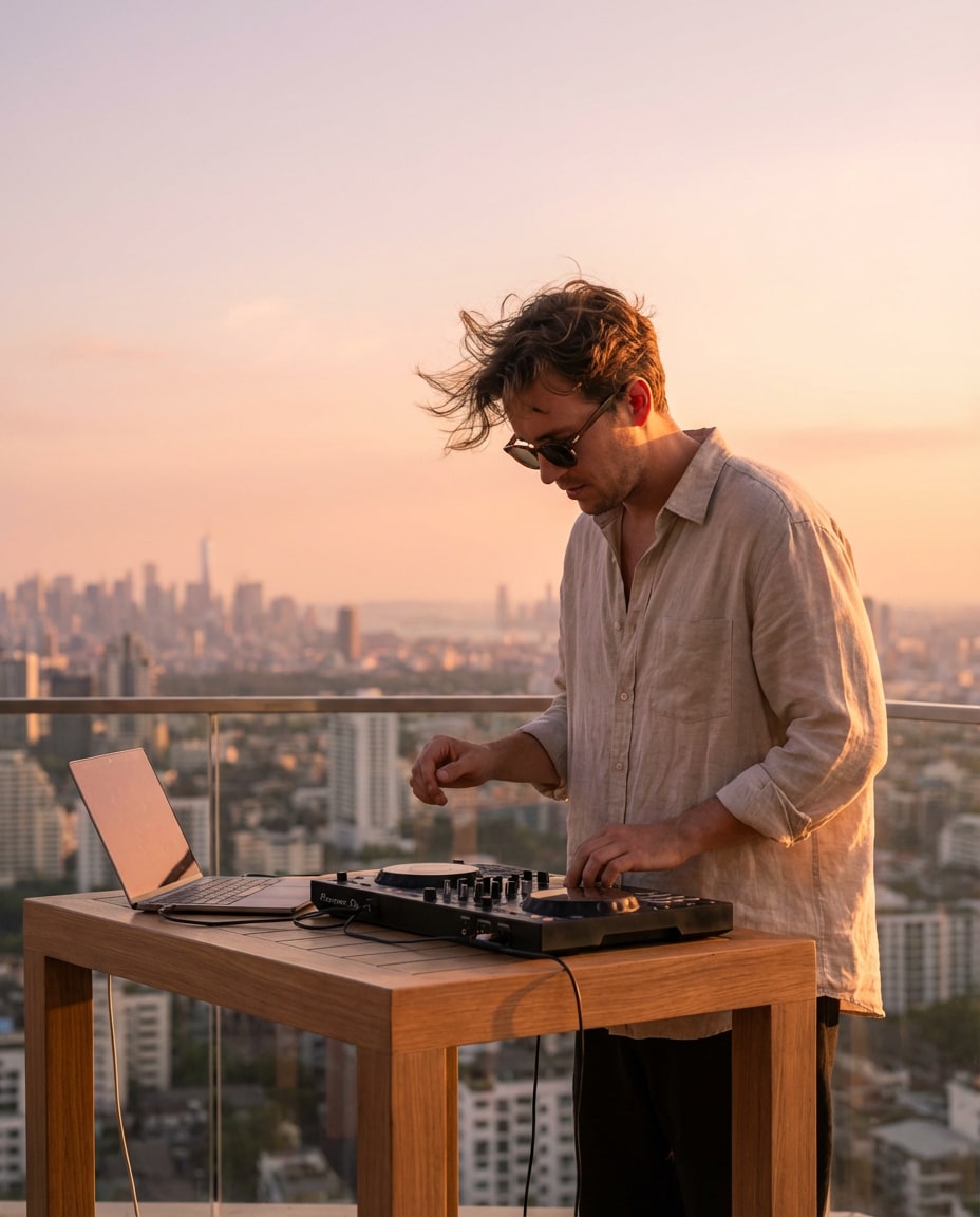 rooftop sunset set photo