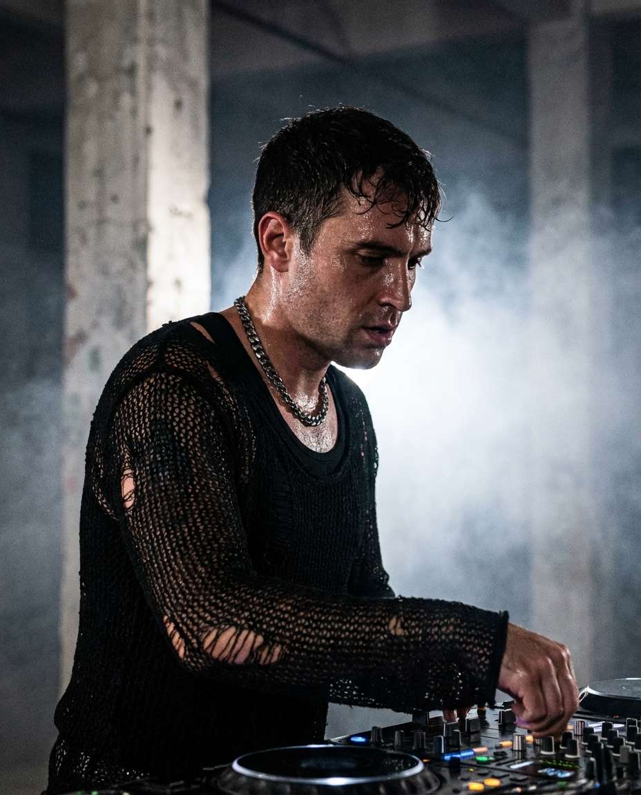 techno warehouse night photo