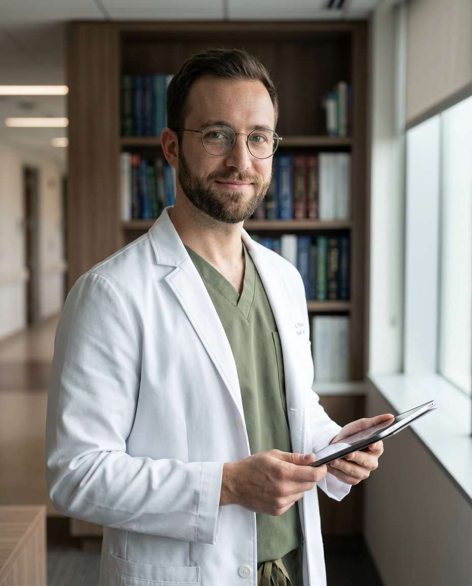 lab coat and glasses photo